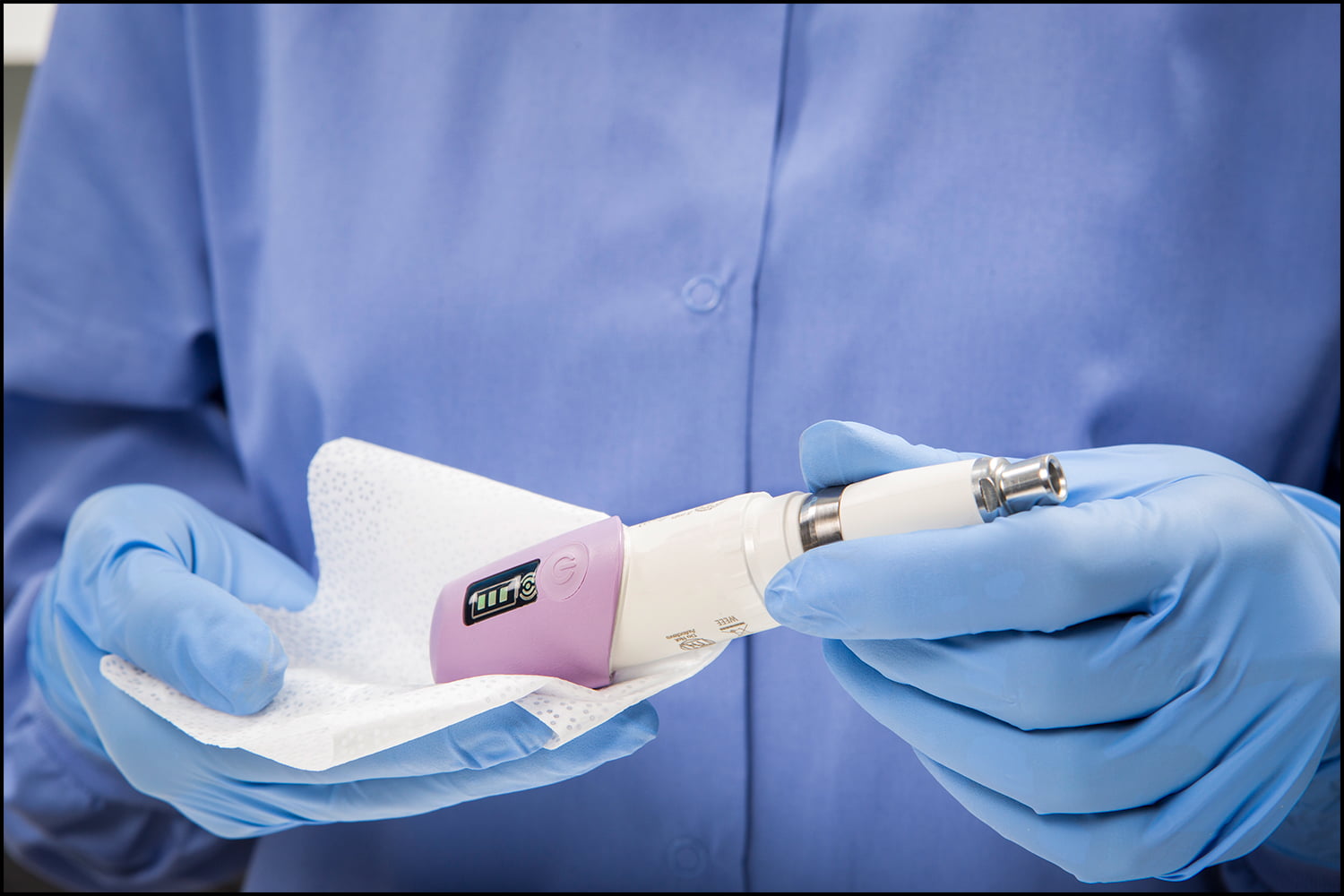 Product photography - Medical technician cleaning product for patient procedure